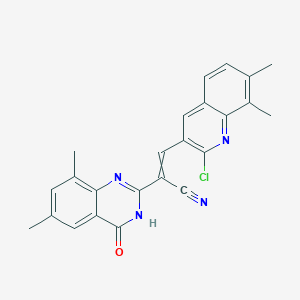3-(2-Chloro-7,8-dimethylquinolin-3-yl)-2-(6,8-dimethyl-4-oxo-3,4-dihydroquinazolin-2-yl)prop-2-enenitrile