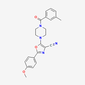 2-(4-Methoxyphenyl)-5-(4-(3-methylbenzoyl)piperazin-1-yl)oxazole-4-carbonitrile