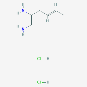 molecular formula C6H16Cl2N2 B2714686 Hex-4-ene-1,2-diamine dihydrochloride CAS No. 1461726-95-3