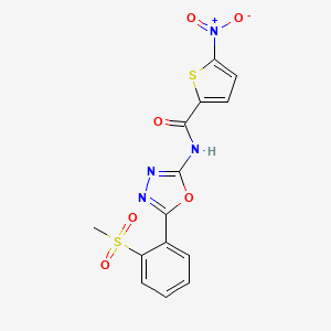 molecular formula C14H10N4O6S2 B2714690 N-(5-(2-(methylsulfonyl)phenyl)-1,3,4-oxadiazol-2-yl)-5-nitrothiophene-2-carboxamide CAS No. 886922-18-5