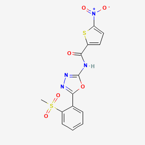 molecular formula C14H10N4O6S2 B2714690 N-(5-(2-(甲磺基)苯基)-1,3,4-噁二唑-2-基)-5-硝基噻吩-2-羧酰胺 CAS No. 886922-18-5