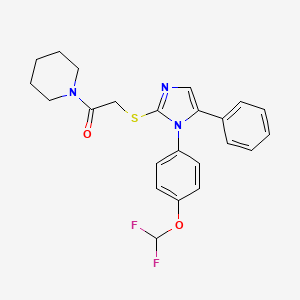 molecular formula C23H23F2N3O2S B2714694 2-((1-(4-(difluoromethoxy)phenyl)-5-phenyl-1H-imidazol-2-yl)thio)-1-(piperidin-1-yl)ethanone CAS No. 1226434-52-1
