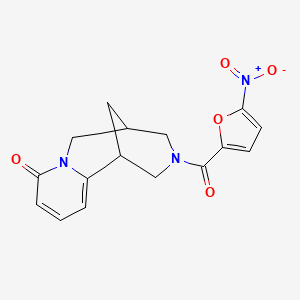 molecular formula C16H15N3O5 B2714715 3-(5-nitrofuran-2-carbonyl)-3,4,5,6-tetrahydro-1H-1,5-methanopyrido[1,2-a][1,5]diazocin-8(2H)-one CAS No. 1251708-46-9