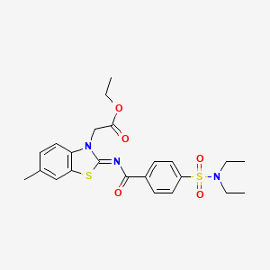 molecular formula C23H27N3O5S2 B2714721 乙酸2-[2-[4-(二乙基磺酰氨基)苯甲酰]亚胺-6-甲基-1,3-苯并噻唑-3-基]醋酯 CAS No. 865246-74-8