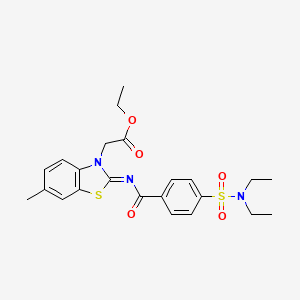 molecular formula C23H27N3O5S2 B2714721 ethyl 2-[(2Z)-2-{[4-(diethylsulfamoyl)benzoyl]imino}-6-methyl-2,3-dihydro-1,3-benzothiazol-3-yl]acetate CAS No. 865246-74-8