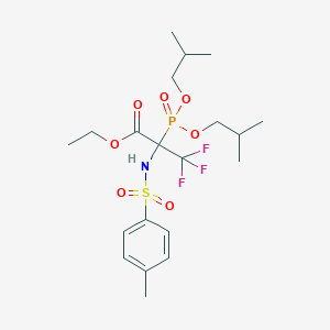 molecular formula C20H31F3NO7PS B2714729 2-[Bis(2-methylpropoxy)phosphoryl]-3,3,3-trifluoro-2-[(4-methylphenyl)sulfonylamino]propanoic acid ethyl ester CAS No. 255872-07-2