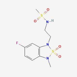 molecular formula C10H14FN3O4S2 B2714739 N-(2-(6-fluoro-3-methyl-2,2-dioxidobenzo[c][1,2,5]thiadiazol-1(3H)-yl)ethyl)methanesulfonamide CAS No. 2034454-82-3