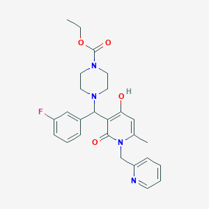 Ethyl 4-((3-fluorophenyl)(4-hydroxy-6-methyl-2-oxo-1-(pyridin-2-ylmethyl)-1,2-dihydropyridin-3-yl)methyl)piperazine-1-carboxylate