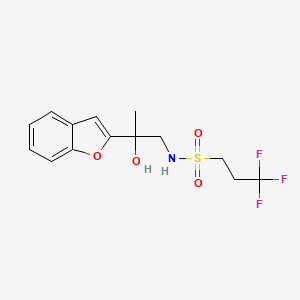 molecular formula C14H16F3NO4S B2714751 N-(2-(苯并呋喃-2-基)-2-羟基丙基)-3,3,3-三氟丙烷-1-磺酰胺 CAS No. 2034601-22-2