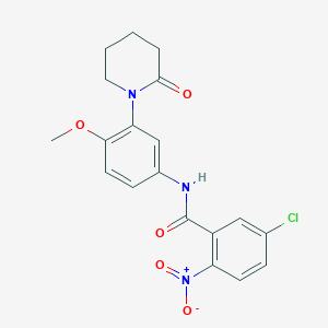 molecular formula C19H18ClN3O5 B2714756 5-氯-N-[4-甲氧基-3-(2-氧代哌啶-1-基)苯基]-2-硝基苯甲酰胺 CAS No. 941979-61-9