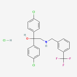 molecular formula C22H19Cl3F3NO B2714793 1,1-Bis(4-chlorophenyl)-2-({[3-(trifluoromethyl)phenyl]methyl}amino)ethan-1-ol hydrochloride CAS No. 317821-84-4