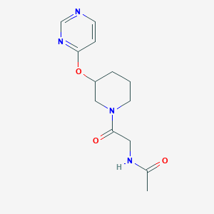 molecular formula C13H18N4O3 B2714794 N-(2-oxo-2-(3-(pyrimidin-4-yloxy)piperidin-1-yl)ethyl)acetamide CAS No. 2034633-62-8