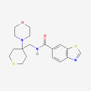 molecular formula C18H23N3O2S2 B2714804 N-[(4-Morpholin-4-ylthian-4-yl)methyl]-1,3-benzothiazole-6-carboxamide CAS No. 2380097-29-8