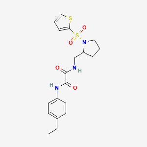 molecular formula C19H23N3O4S2 B2714808 N1-(4-ethylphenyl)-N2-((1-(thiophen-2-ylsulfonyl)pyrrolidin-2-yl)methyl)oxalamide CAS No. 896281-32-6