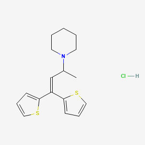 molecular formula C17H22ClNS2 B2714812 1-(1-甲基-3,3-二-2-噻吩基-2-丙烯-1-基)-哌啶，单盐酸盐 CAS No. 64037-51-0