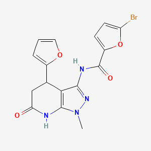 molecular formula C16H13BrN4O4 B2714816 5-bromo-N-(4-(furan-2-yl)-1-methyl-6-oxo-4,5,6,7-tetrahydro-1H-pyrazolo[3,4-b]pyridin-3-yl)furan-2-carboxamide CAS No. 1170050-37-9