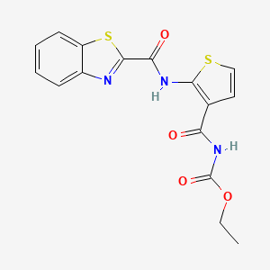 molecular formula C16H13N3O4S2 B2714821 Ethyl ({2-[(1,3-Benzothiazol-2-Ylcarbonyl)amino]thiophen-3-Yl}carbonyl)carbamate CAS No. 864941-32-2