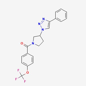 molecular formula C20H17F3N4O2 B2714822 (3-(4-phenyl-1H-1,2,3-triazol-1-yl)pyrrolidin-1-yl)(4-(trifluoromethoxy)phenyl)methanone CAS No. 2034424-20-7