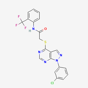 molecular formula C20H13ClF3N5OS B2714823 2-((1-(3-chlorophenyl)-1H-pyrazolo[3,4-d]pyrimidin-4-yl)thio)-N-(2-(trifluoromethyl)phenyl)acetamide CAS No. 893919-06-7