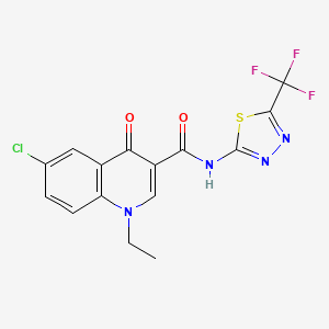 6-chloro-1-ethyl-4-oxo-N-(5-(trifluoromethyl)-1,3,4-thiadiazol-2-yl)-1,4-dihydroquinoline-3-carboxamide