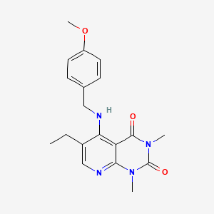 molecular formula C19H22N4O3 B2714834 6-乙基-5-((4-甲氧基苄基)氨基)-1,3-二甲基吡啶并[2,3-d]嘧啶-2,4(1H,3H)-二酮 CAS No. 946357-74-0