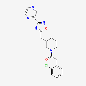 molecular formula C20H20ClN5O2 B2714850 2-(2-Chlorophenyl)-1-(3-((3-(pyrazin-2-yl)-1,2,4-oxadiazol-5-yl)methyl)piperidin-1-yl)ethanone CAS No. 1705071-08-4