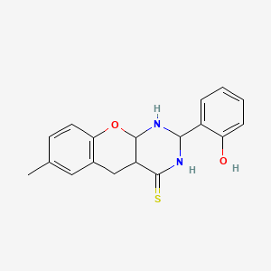 2-(2-Hydroxyphenyl)-7-methyl-1,2,3,4a,5,10a-hexahydrochromeno[2,3-d]pyrimidine-4-thione