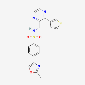 molecular formula C19H16N4O3S2 B2714864 4-(2-methyl-1,3-oxazol-4-yl)-N-{[3-(thiophen-3-yl)pyrazin-2-yl]methyl}benzene-1-sulfonamide CAS No. 2034463-28-8