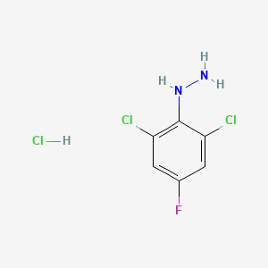molecular formula C6H6Cl3FN2 B2714867 2,6 Dichloro-4-fluoro-phenylhydrazine hydrochloride CAS No. 1556973-21-7