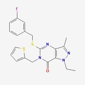 1-ethyl-5-((3-fluorobenzyl)thio)-3-methyl-6-(thiophen-2-ylmethyl)-1H-pyrazolo[4,3-d]pyrimidin-7(6H)-one