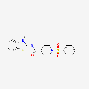 (E)-N-(3,4-dimethylbenzo[d]thiazol-2(3H)-ylidene)-1-tosylpiperidine-4-carboxamide