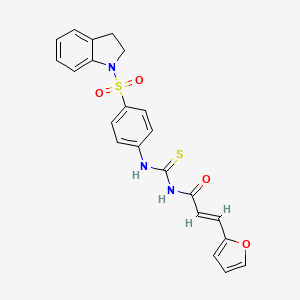 molecular formula C22H19N3O4S2 B2714881 (E)-3-(呋喃-2-基)-N-((4-(吲哚-1-基磺酰)苯基)氨基甲硫酰)丙烯酰胺 CAS No. 642978-50-5