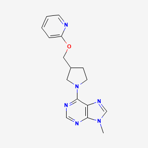 molecular formula C16H18N6O B2714885 9-methyl-6-{3-[(pyridin-2-yloxy)methyl]pyrrolidin-1-yl}-9H-purine CAS No. 2415454-44-1