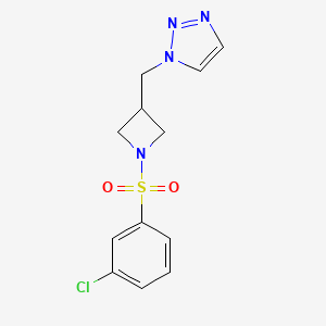 molecular formula C12H13ClN4O2S B2714891 1-{[1-(3-chlorobenzenesulfonyl)azetidin-3-yl]methyl}-1H-1,2,3-triazole CAS No. 2309573-65-5