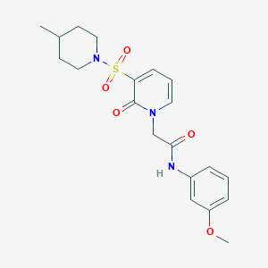 molecular formula C20H25N3O5S B2714892 N-(3-甲氧基苯基)-2-(3-((4-甲基哌啶-1-基)磺酰)-2-氧代吡啶-1(2H)-基)乙酰胺 CAS No. 1251621-20-1