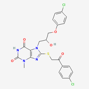 7-(3-(4-chlorophenoxy)-2-hydroxypropyl)-8-((2-(4-chlorophenyl)-2-oxoethyl)thio)-3-methyl-1H-purine-2,6(3H,7H)-dione
