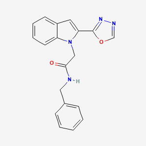 molecular formula C19H16N4O2 B2714902 2-(2-(1,3,4-oxadiazol-2-yl)-1H-indol-1-yl)-N-benzylacetamide CAS No. 955545-82-1