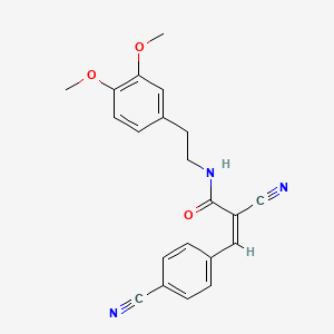 molecular formula C21H19N3O3 B2714911 (Z)-2-Cyano-3-(4-cyanophenyl)-N-[2-(3,4-dimethoxyphenyl)ethyl]prop-2-enamide CAS No. 502900-48-3