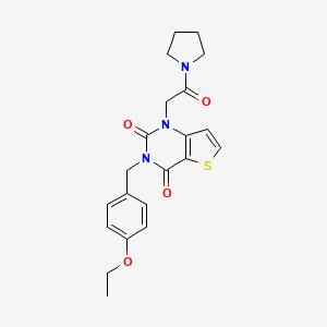 molecular formula C21H23N3O4S B2714929 3-(4-ethoxybenzyl)-1-(2-oxo-2-(pyrrolidin-1-yl)ethyl)thieno[3,2-d]pyrimidine-2,4(1H,3H)-dione CAS No. 1252931-28-4
