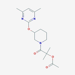 molecular formula C17H25N3O4 B2714932 1-(3-((4,6-二甲基嘧啶-2-基)氧基)哌啶-1-基)-2-甲基-1-氧代丙酮-2-基乙酸酯 CAS No. 2097913-47-6