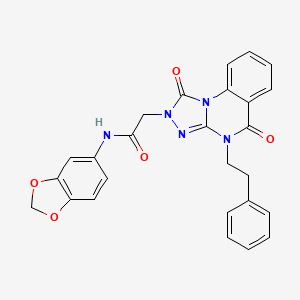 molecular formula C26H21N5O5 B2714944 N-(benzo[d][1,3]dioxol-5-yl)-2-(1,5-dioxo-4-phenethyl-4,5-dihydro-[1,2,4]triazolo[4,3-a]quinazolin-2(1H)-yl)acetamide CAS No. 1189735-40-7