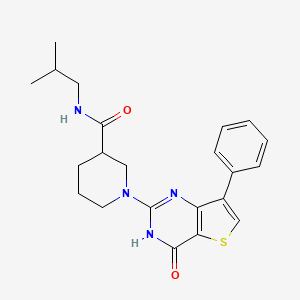 molecular formula C22H26N4O2S B2714949 N-isobutyl-1-(4-oxo-7-phenyl-3,4-dihydrothieno[3,2-d]pyrimidin-2-yl)-3-piperidinecarboxamide CAS No. 1242883-54-0