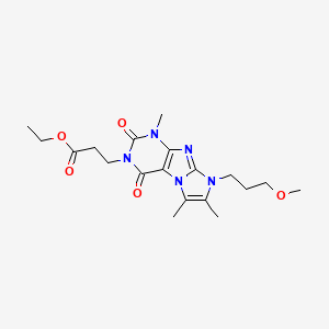 molecular formula C19H27N5O5 B2714953 乙酸3-(8-(3-甲氧基丙基)-1,6,7-三甲基-2,4-二氧杂-1H-咪唑并[2,1-f]嘌呤-3(2H,4H,8H)-基)酯 CAS No. 896311-85-6