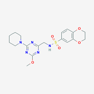 N-((4-methoxy-6-(piperidin-1-yl)-1,3,5-triazin-2-yl)methyl)-2,3-dihydrobenzo[b][1,4]dioxine-6-sulfonamide