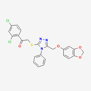 2-[[5-(1,3-Benzodioxol-5-yloxymethyl)-4-phenyl-1,2,4-triazol-3-yl]sulfanyl]-1-(2,4-dichlorophenyl)ethanone
