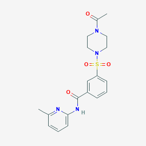 molecular formula C19H22N4O4S B2714999 3-((4-乙酰哌嗪-1-基)磺酰)-N-(6-甲基吡啶-2-基)苯甲酰胺 CAS No. 941501-74-2