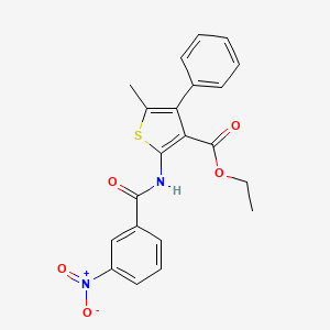 molecular formula C21H18N2O5S B2715005 Ethyl 5-methyl-2-(3-nitrobenzamido)-4-phenylthiophene-3-carboxylate CAS No. 325806-54-0