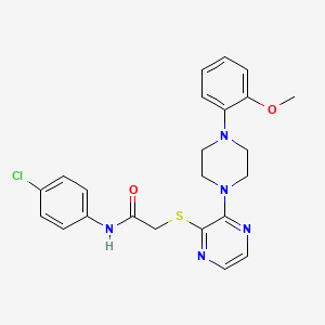 molecular formula C23H24ClN5O2S B2715007 N-(4-chlorophenyl)-2-({3-[4-(2-methoxyphenyl)piperazin-1-yl]pyrazin-2-yl}sulfanyl)acetamide CAS No. 1116038-30-2