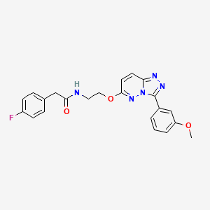 molecular formula C22H20FN5O3 B2715015 2-(4-fluorophenyl)-N-(2-((3-(3-methoxyphenyl)-[1,2,4]triazolo[4,3-b]pyridazin-6-yl)oxy)ethyl)acetamide CAS No. 1021099-00-2