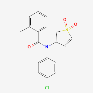 molecular formula C18H16ClNO3S B2715019 N-(4-chlorophenyl)-N-(1,1-dioxido-2,3-dihydrothiophen-3-yl)-2-methylbenzamide CAS No. 863007-29-8